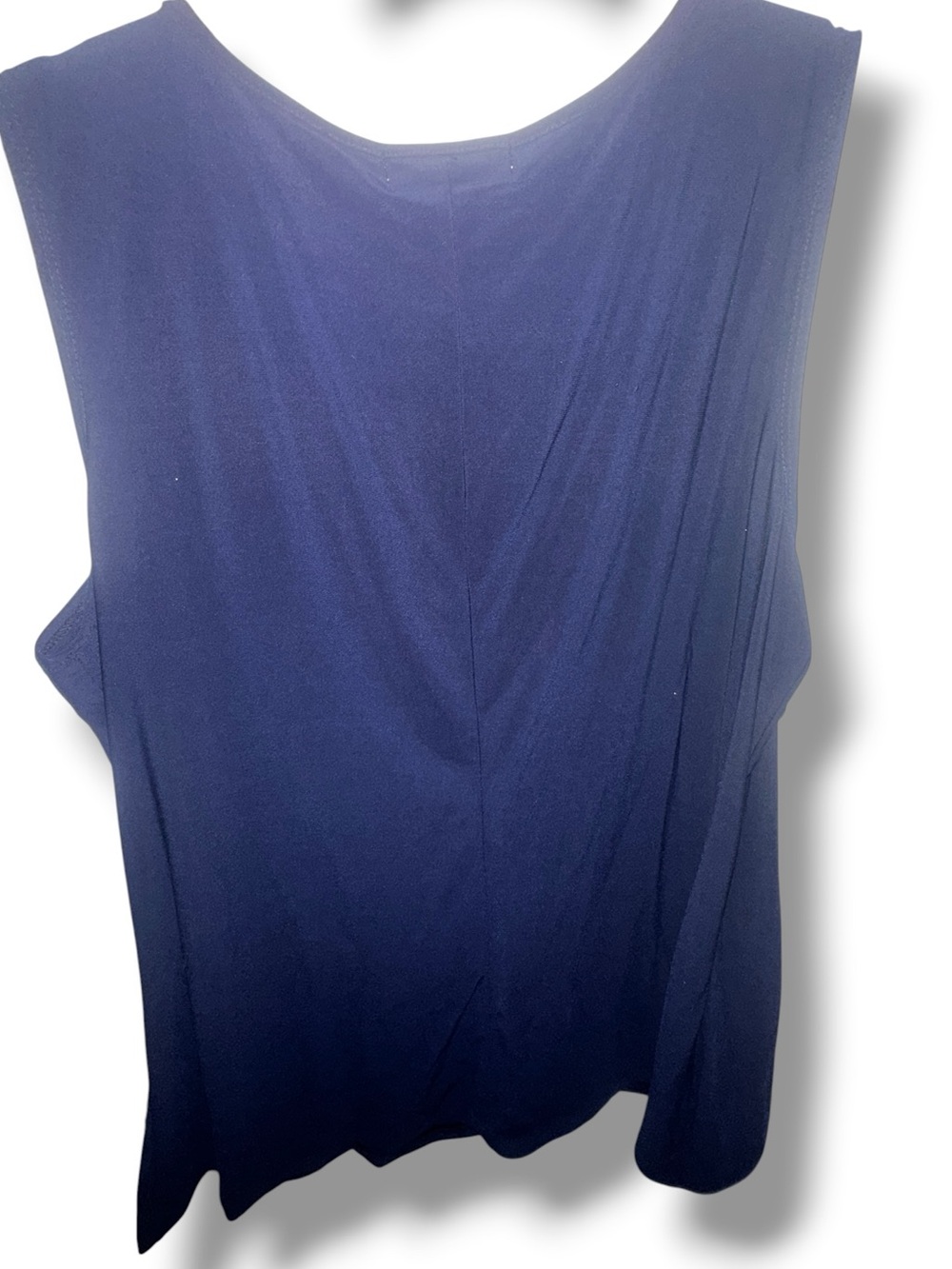 Diana Belle XL  Sleeveless Navy Blue Embellished Crisscross Tank Top Stretch NWT - Picture 4 of 5